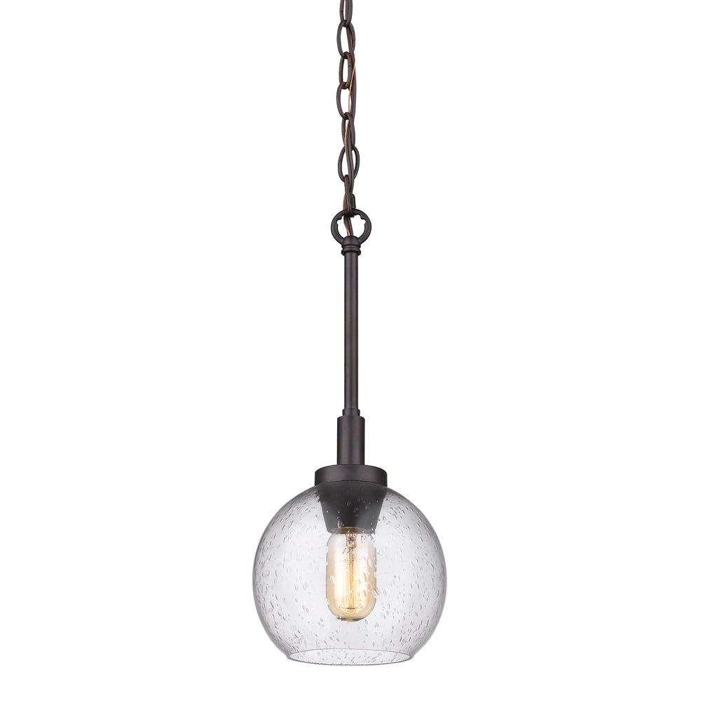 Garrick Rustic Bronze Mini Pendant with Clear Shade