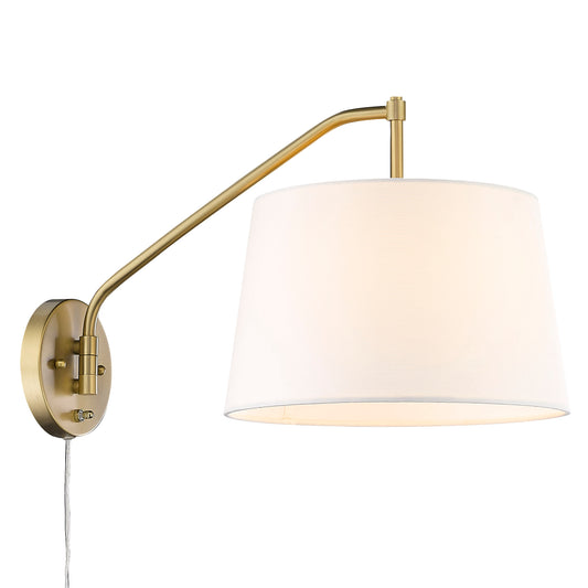 Mullen Modern Gold 1 Light Articulating Wall Sconce with White Shade