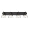 Sena Transitional Black 4 Light Bath Vanity with Clear Shade