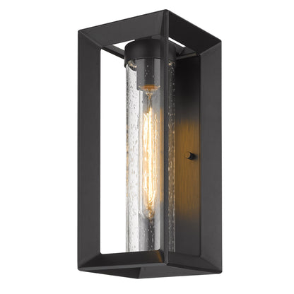 Samson Modern Black Wall Sconce - Outdoor with Clear Shade