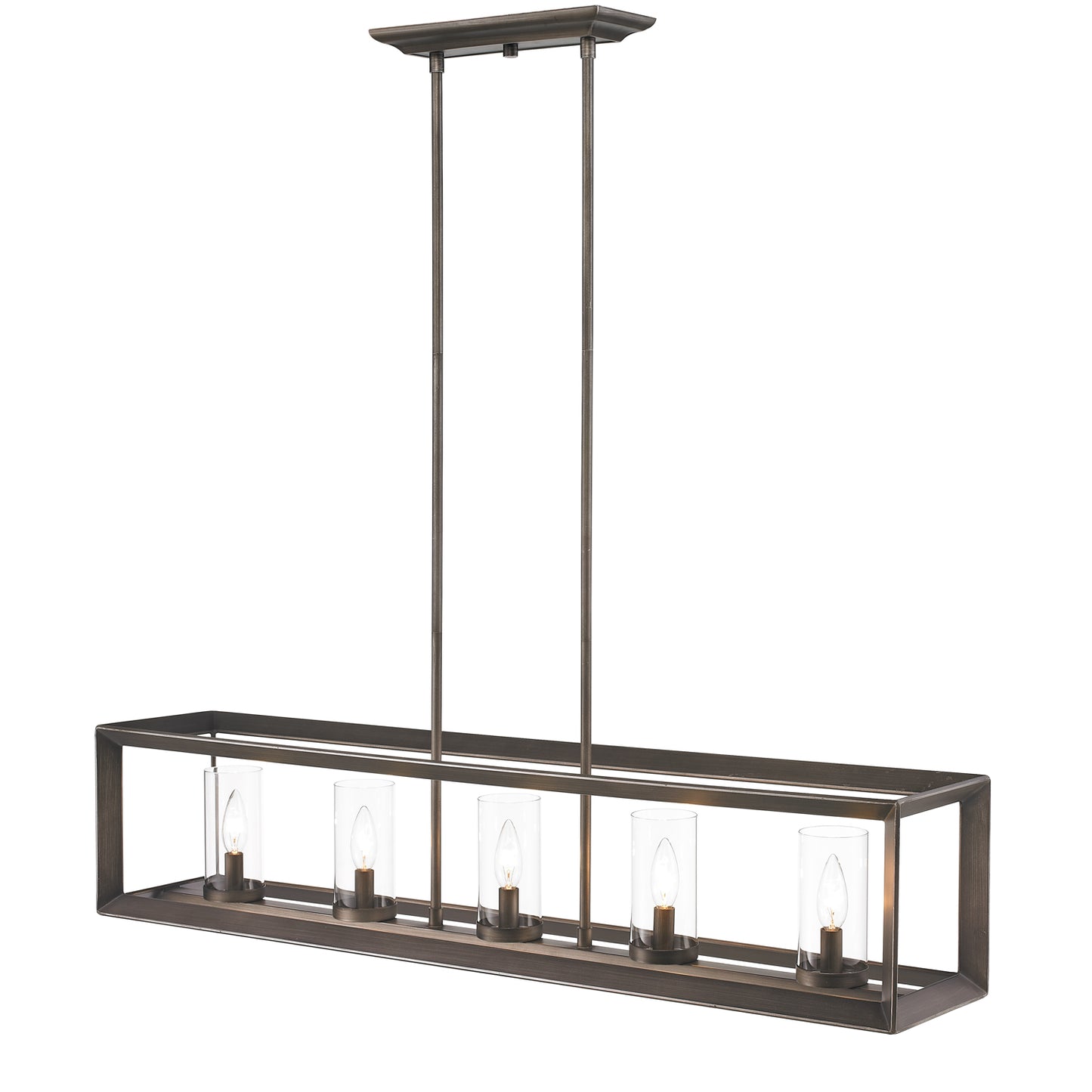 Samson Modern Bronze 5 Light Linear Pendant with Clear Shade