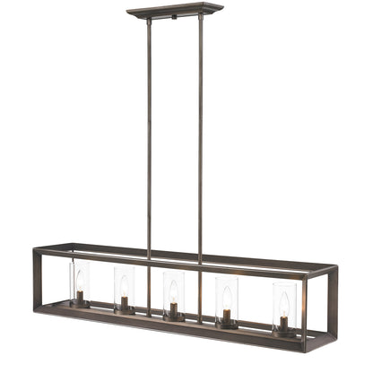 Samson Modern Bronze 5 Light Linear Pendant with Clear Shade