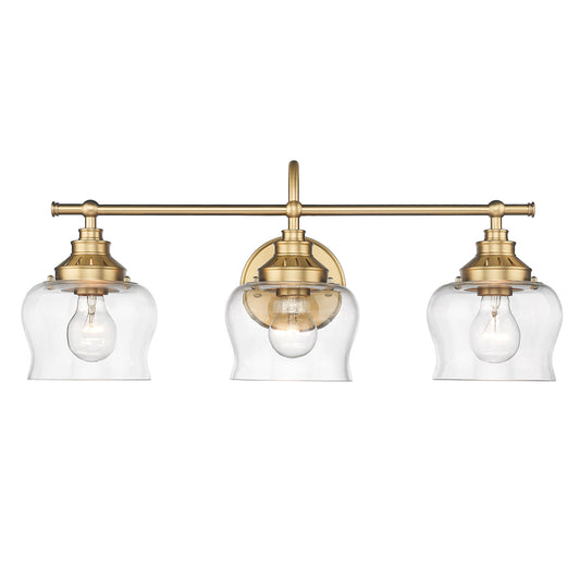 Violette Transitional Gold 3 Light Bath Vanity with Clear Shade