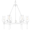 Frances Transitional White 6 Light Chandelier with Clear Shade