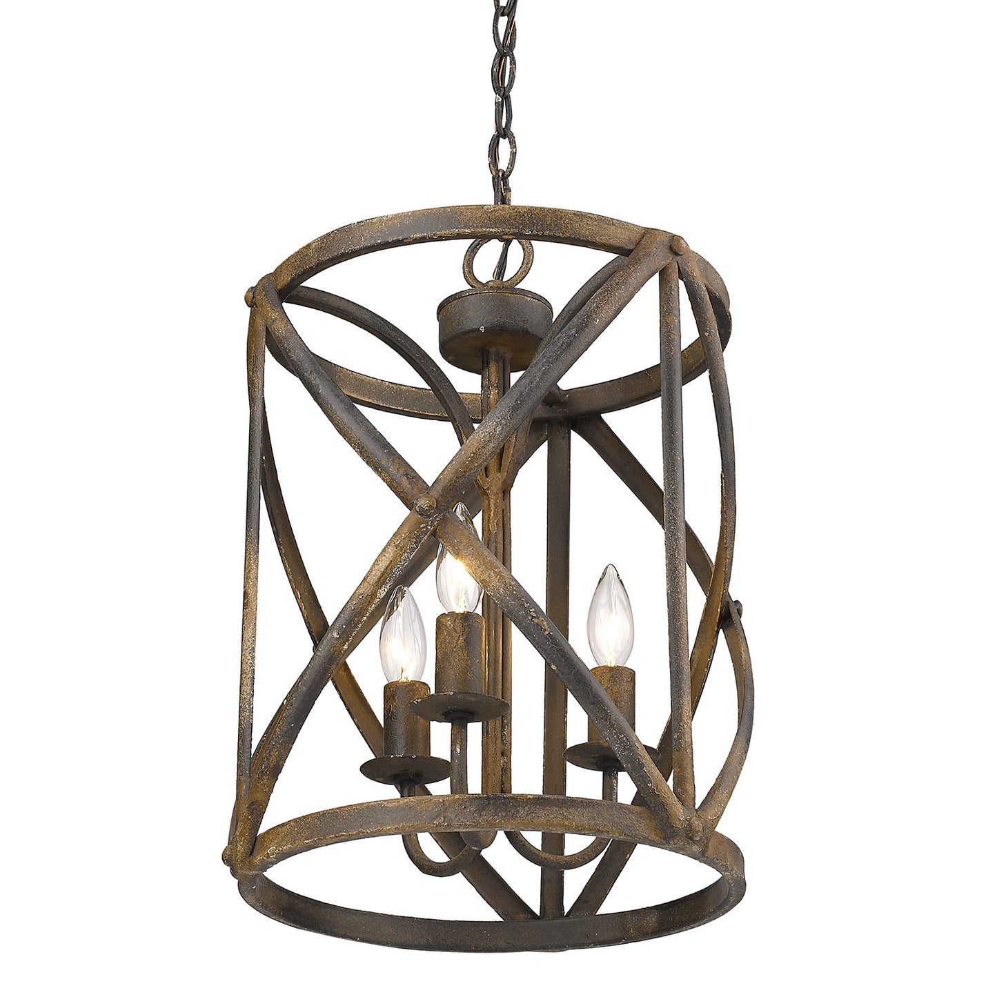 Amadeus Rustic Black 3 Light Pendant with Black Shade