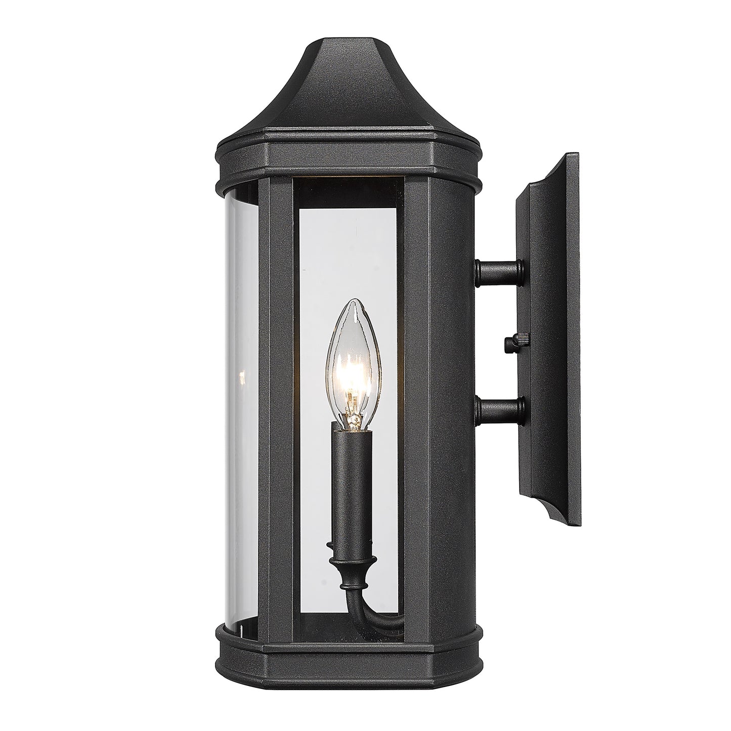 Clarkson Traditional Medium Outdoor Wall Sconce - Black with Clear Shade