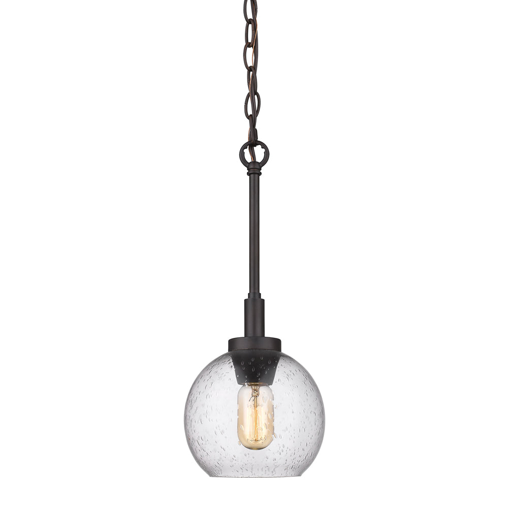 Garrick Rustic Bronze Mini Pendant with Clear Shade