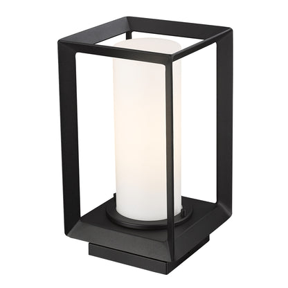 Samson Modern Black Pier Mount - Outdoor with White Shade