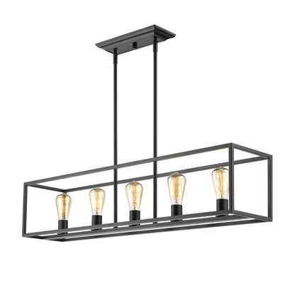 Samson Transitional Black 5 Light Linear Pendant