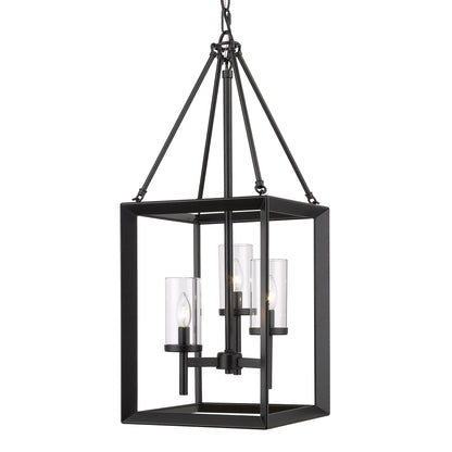 Samson Modern Black 3 Light Pendant with Clear Shade