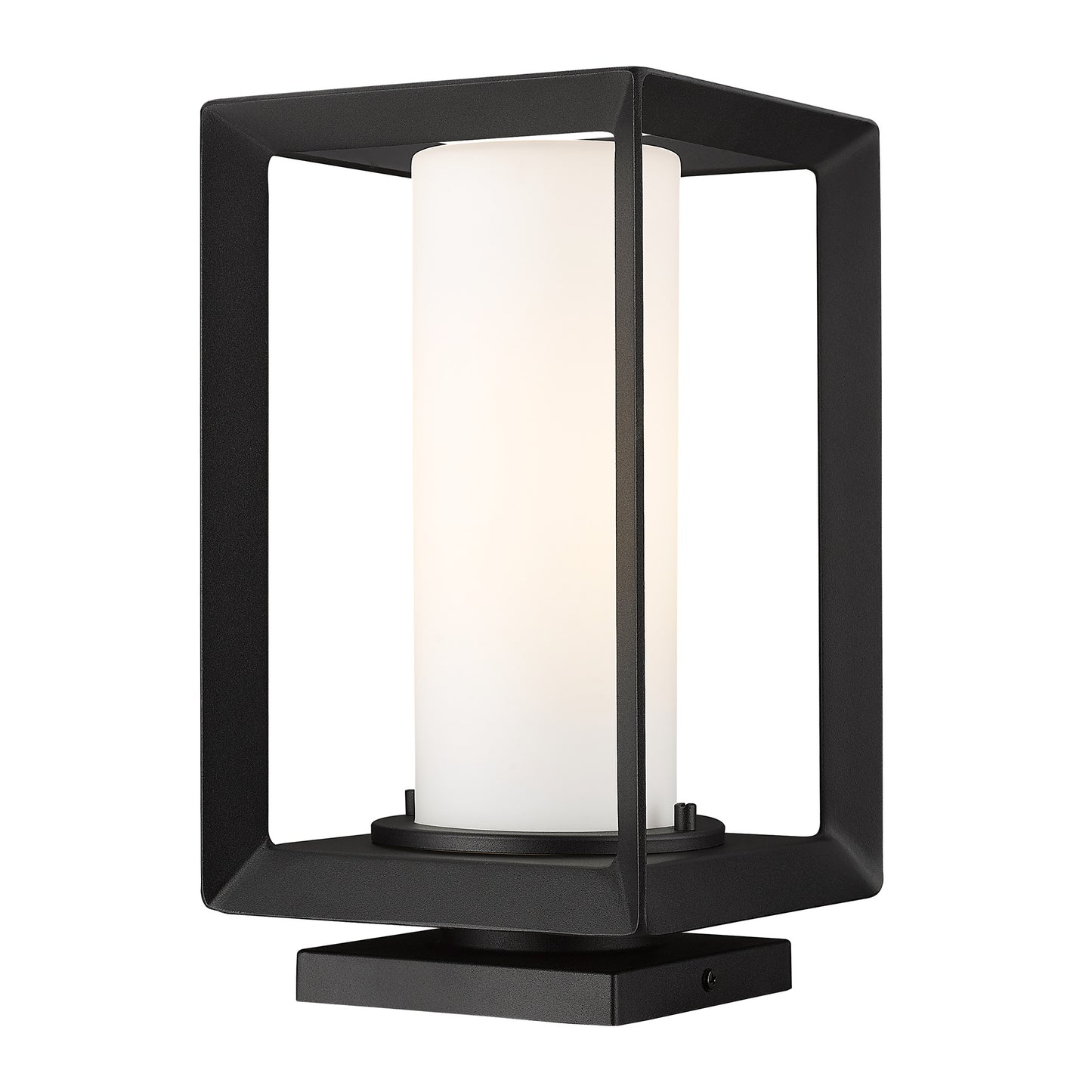 Samson Modern Black Pier Mount - Outdoor with White Shade